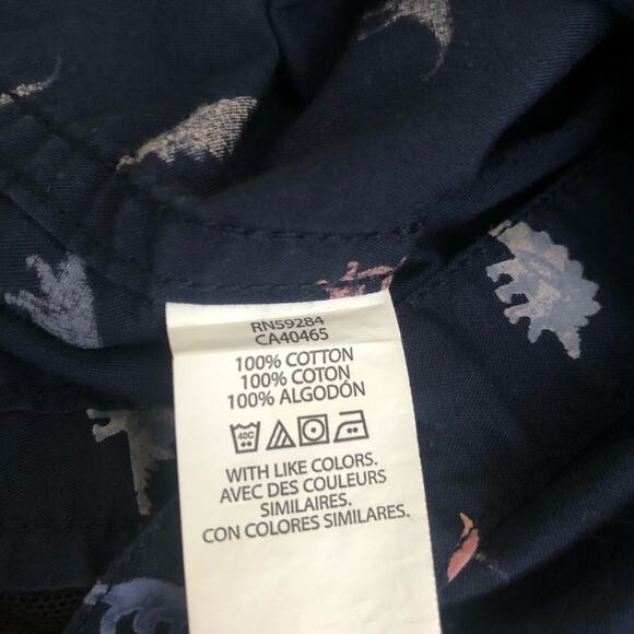 The Children’s Place dinosaur print long sleeve button down shirt navy blue - Picture 5 of 5